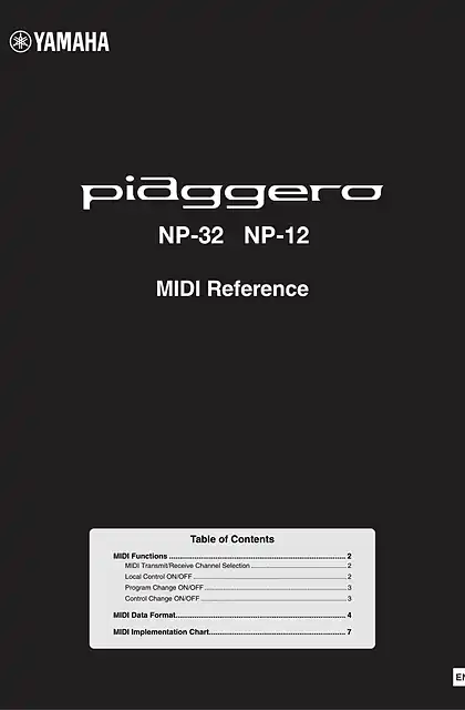 yamaha雅马哈NP-32_NP-12 MIDI Reference